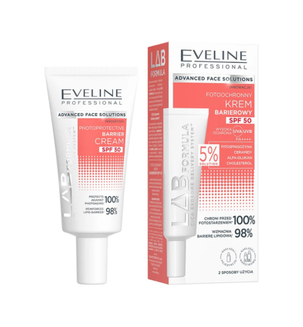 Crema facial fotoprotectora SPF 50. Lab formula. Refuerza la barrera lipídica - Eveline (40 ml)
