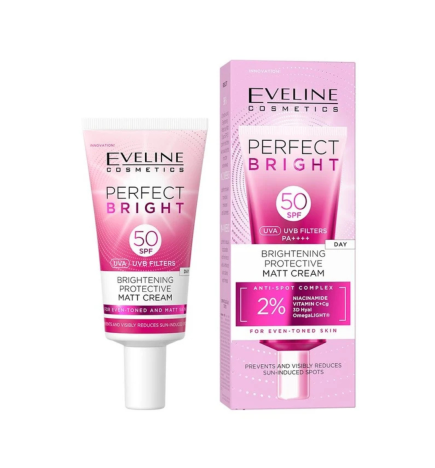 Crema facial - Día. Protector matificante SPF 50. Perfect bright - Eveline (30 ml)