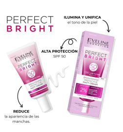 Crema facial - Día. Protector matificante SPF 50. Perfect bright - Eveline (30 ml)