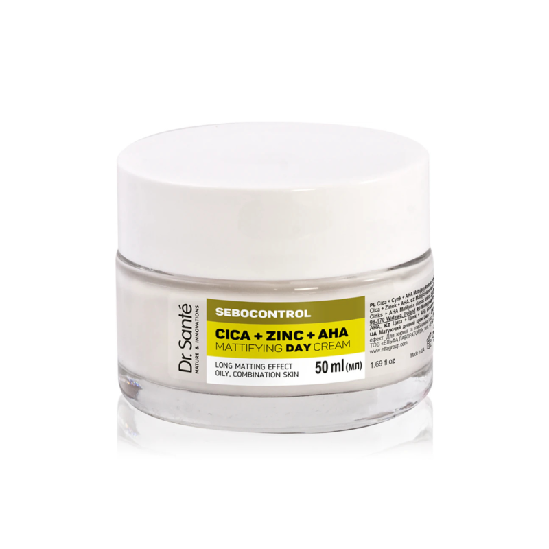Crema de día Sebocontrol con efecto matificante duradero – CICA + ZINC + AHA - Dr. Santé (50 ml)