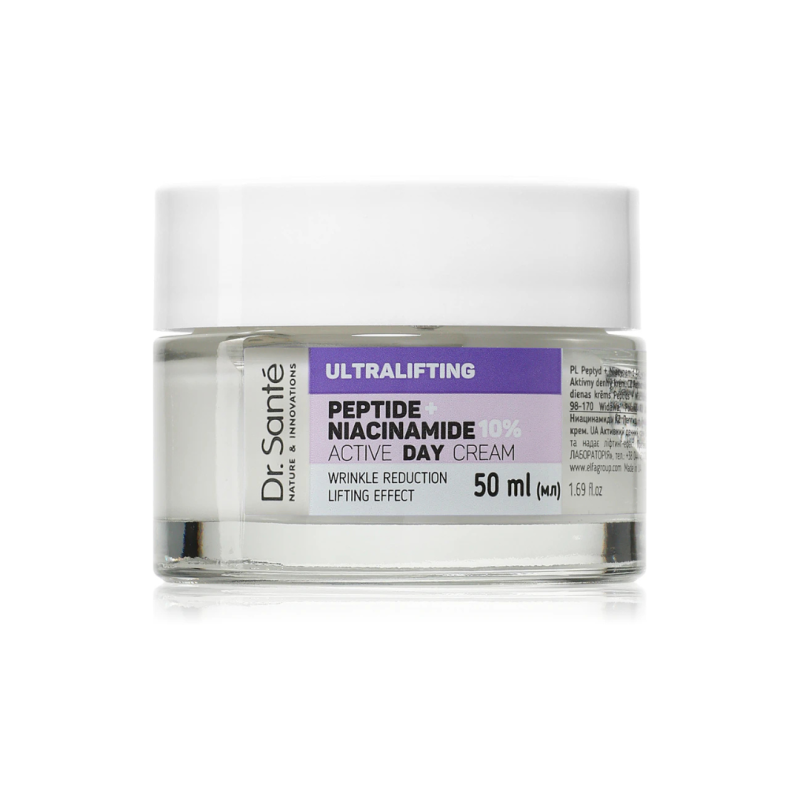 Crema de día activa con efecto Antiedad y Ultralifting. Péptidos + Niacinamida - Dr. Santé (50 ml)