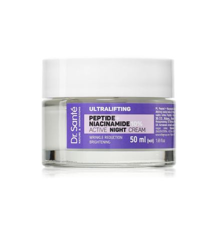 Crema de noche activa con efecto Antiedad y Ultralifting. Péptidos + Niacinamida - Dr. Santé (50 ml)