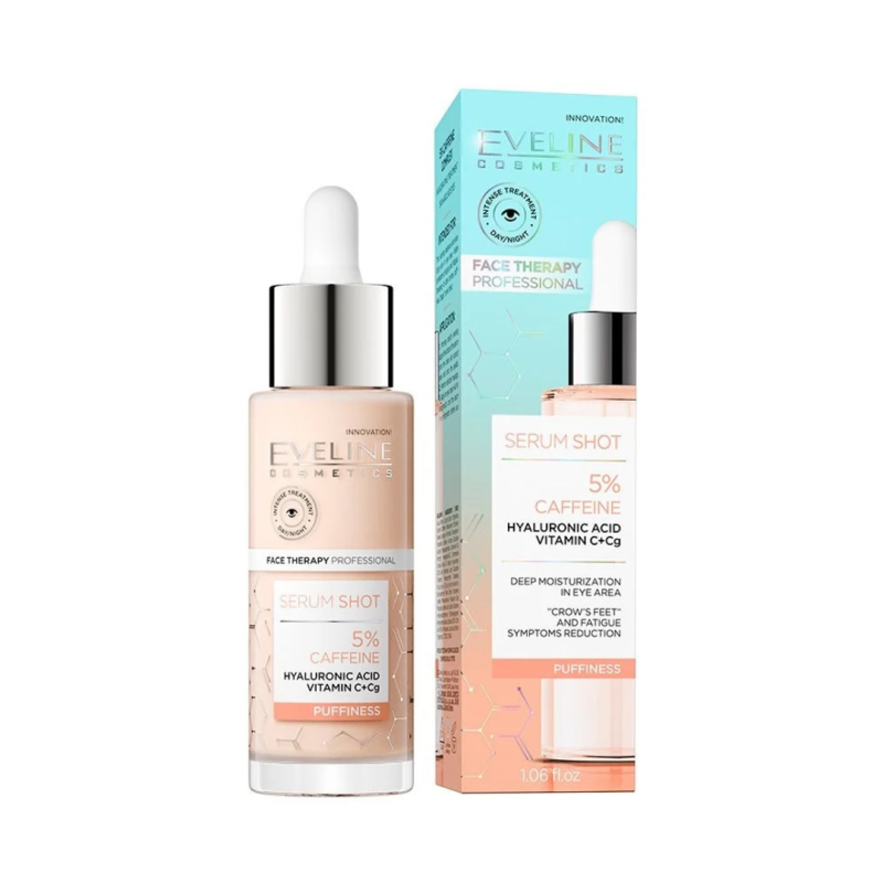 Contorno ojos anti hinchazón SÉRUM SHOT 5% CAFEÍNA - Eveline (30 ml)