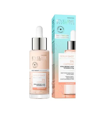 Contorno ojos anti hinchazón SÉRUM SHOT 5% CAFEÍNA - Eveline (30 ml)