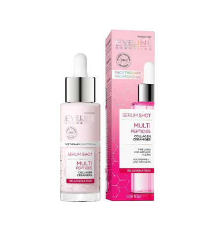 Sérum facial shot Multipéptidos. Rejuvenecedor para rostro, cuello y escote - Eveline (30 ml)