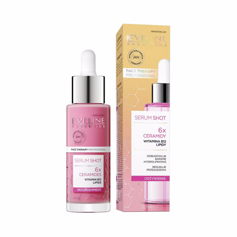 Sérum facial shot 6X Ceramidas nutritivo para rostro, cuello y escote - Eveline (30 ml) Sérum facial shot 6X Ceramidas nutritivo para rostro, cuello y escote - Eveline (30 ml)
