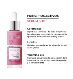 Sérum facial shot 6X Ceramidas nutritivo para rostro, cuello y escote - Eveline (30 ml)