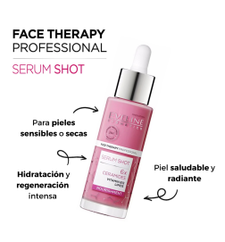Sérum facial shot 6X Ceramidas nutritivo para rostro, cuello y escote - Eveline (30 ml)