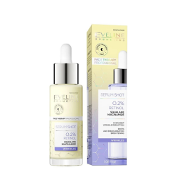 Sérum facial shot 0.2% Retinol. Antiarrugas para cara, cuello y escote - Eveline (30 ml)