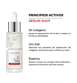 Sérum facial shot 3X Colágeno. Reconstructor para cara, cuello y escote - Eveline (30 ml)