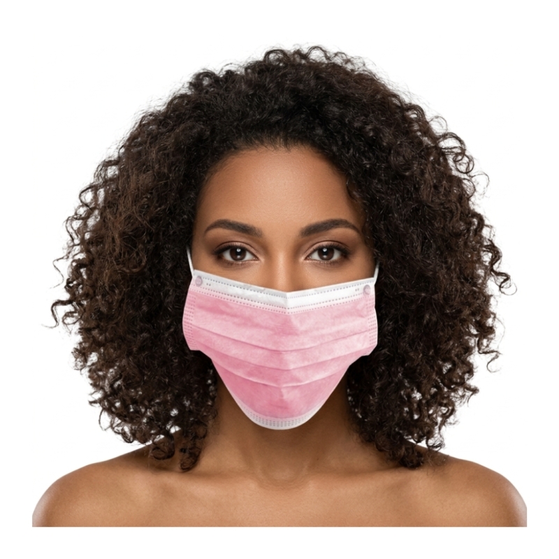 Mascarilla Higiénica rosa triple capa con elásticos en TNT de Polipropileno (50 uds) Mascarilla Higiénica rosa triple capa con elásticos en TNT de Polipropileno (50 uds)