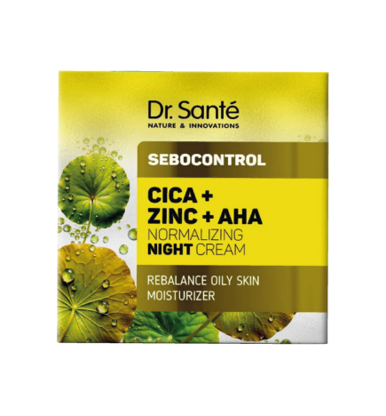 Crema de noche normalizadora. Sebocontrol. Hidratante reequilibrante para piel grasa. CICA + ZINC + AHA - Dr. Santé (50 ml)