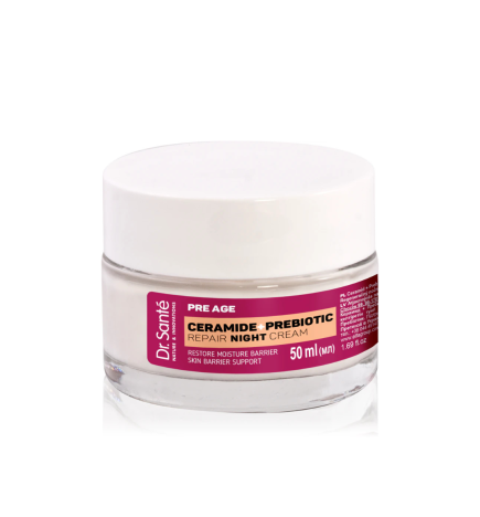Crema de noche reparadora. Pre Age. Restaura y fortalece la barrera Cutánea. Ceramidas + Prebióticos - Dr. Santé (50 ml)