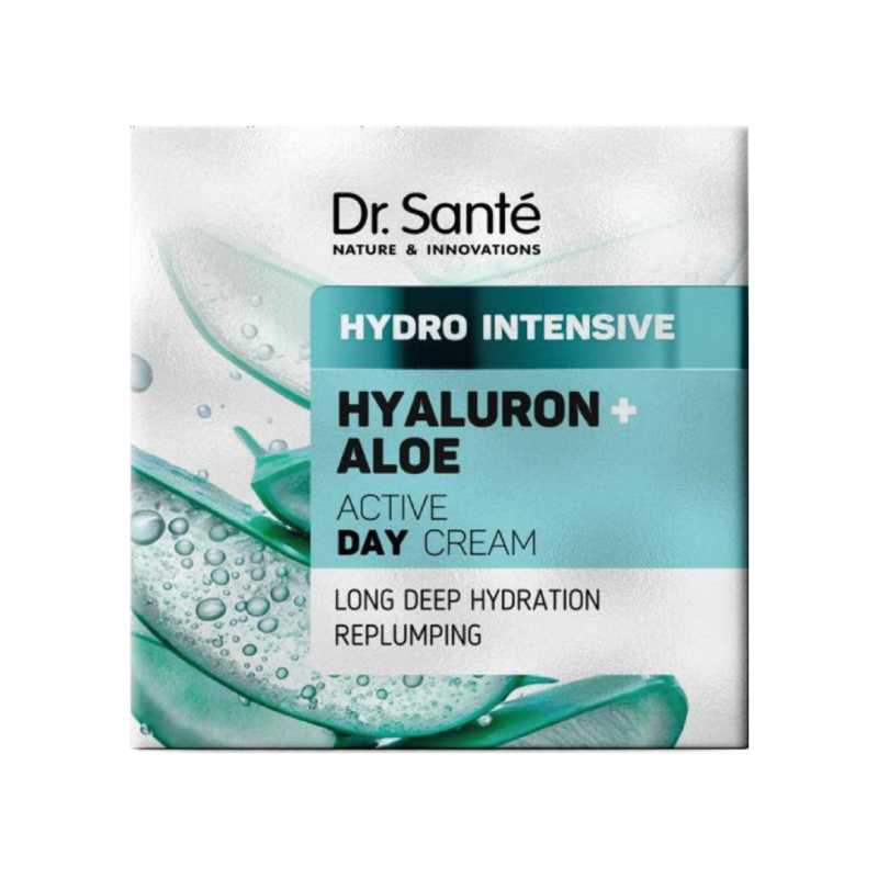 Crema de día activa HYDRO INTENSIVE. Hidratación Profunda y Duradera. Ácido Hialurónico + Aloe - Dr. Santé (50 ml)