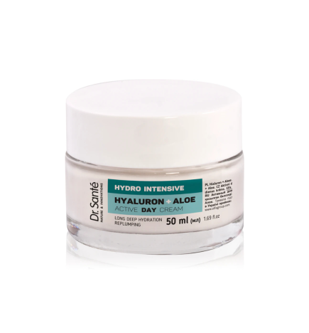 Crema de día activa HYDRO INTENSIVE. Hidratación Profunda y Duradera. Ácido Hialurónico + Aloe - Dr. Santé (50 ml)