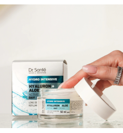 Crema de día activa HYDRO INTENSIVE. Hidratación Profunda y Duradera. Ácido Hialurónico + Aloe - Dr. Santé (50 ml)