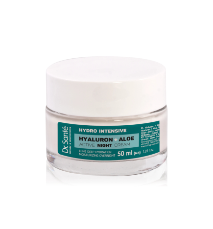Crema de noche activa HYDRO INTENSIVE. Hidratación Profunda y Duradera. Ácido Hialurónico + Aloe - Dr. Santé (50 ml)