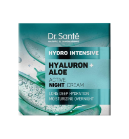 Crema de noche activa HYDRO INTENSIVE. Hidratación Profunda y Duradera. Ácido Hialurónico + Aloe - Dr. Santé (50 ml)