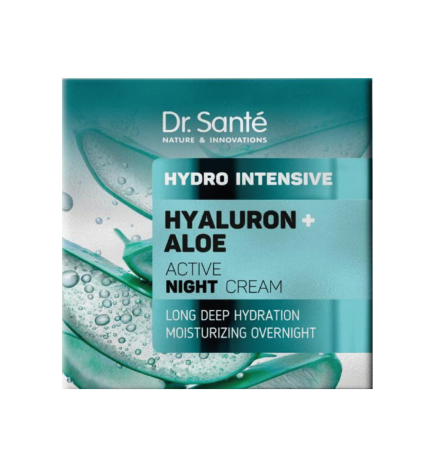 Crema de noche activa HYDRO INTENSIVE. Hidratación Profunda y Duradera. Ácido Hialurónico + Aloe - Dr. Santé (50 ml)