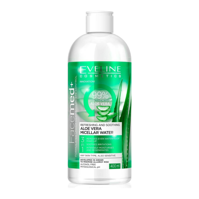 Facemed+ Agua micelar aloe vera. Refrescante y suavizante - Eveline (400 ml)