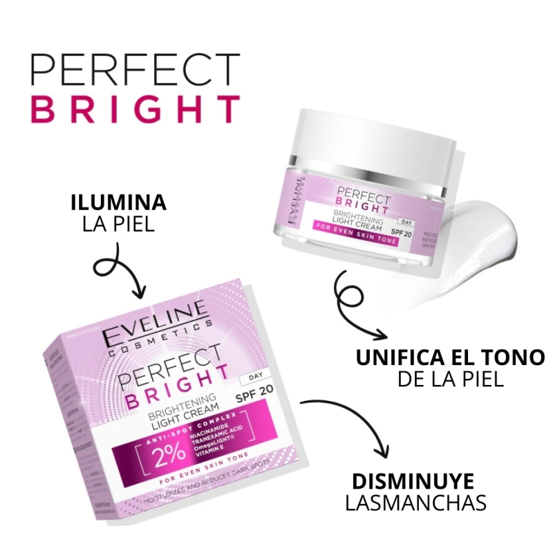 Crema DÍA ligera iluminación Perfect bright - Eveline (50 ml)