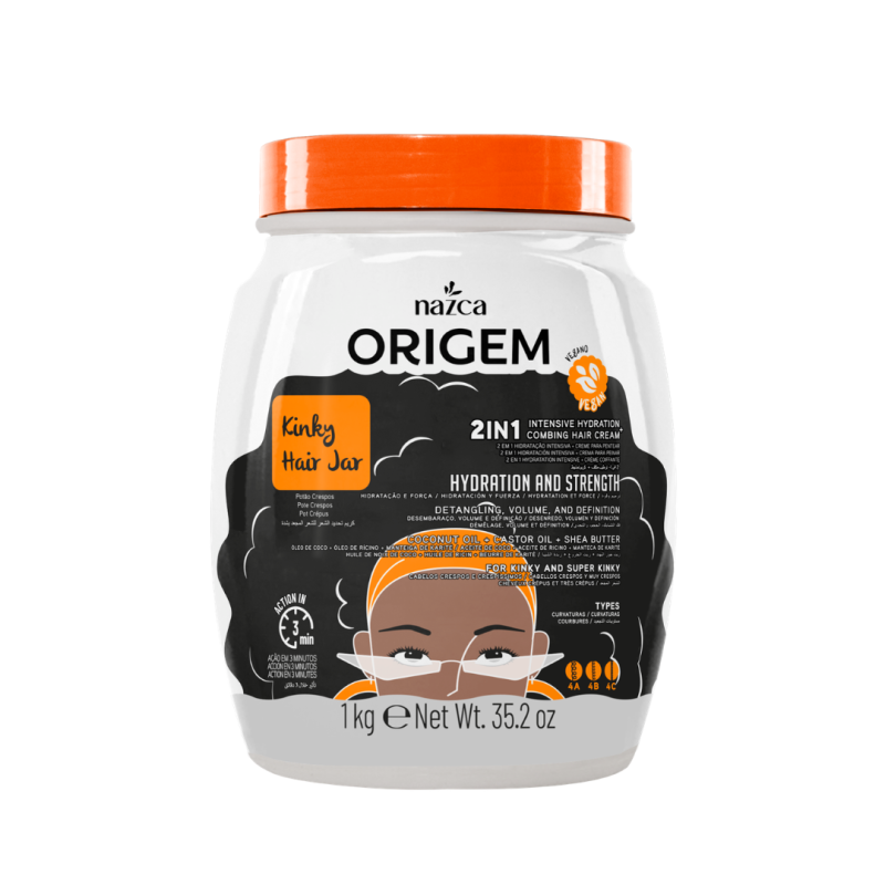 Pote Crema mascarilla hidratación - peinar 2 en 1 ORIGEM para cabello crespo - Nazca (1 Kg)