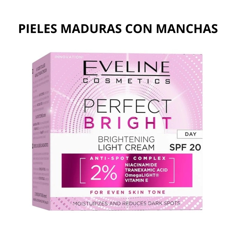 Crema DÍA ligera iluminación Perfect bright - Eveline (50 ml)