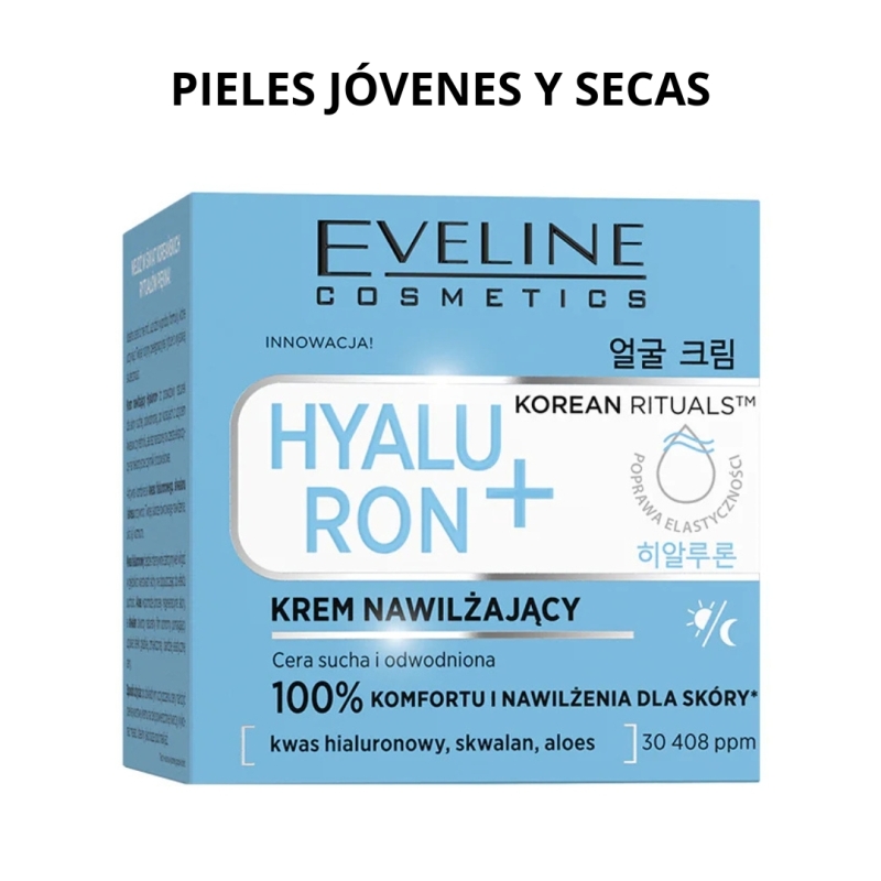 Crema facial hidratante hyaluron+. Korean rituals -Eveline (50 ml)