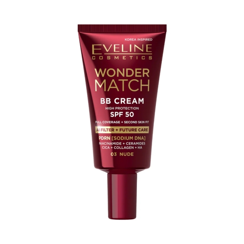 BB Cream SPF 50. Wonder Match - Eveline - Nude y beige (30 ml) BB Cream SPF 50. Wonder Match - Eveline - Nude y beige (30 ml)
