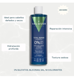 Champú Reparador para cabello dañado - 0% Sin Sulfatos - Valquer (400 ml)