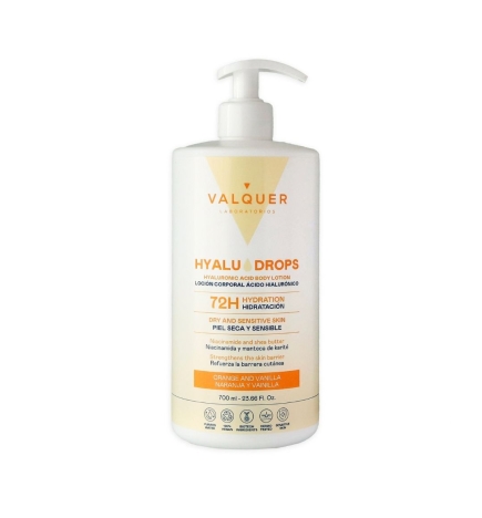 Valquer Hyaludrops Loción Corporal Naranja y Vainilla – Hidratación 72H - 700 ml
