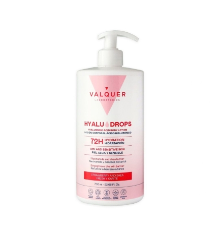Valquer Hyaludrops Loción Corporal Fresa y Karité – Hidratación 72H - 700 ml
