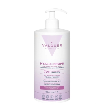 Valquer Hyaludrops Loción Corporal Coco y Algodón – Hidratación 72H - 700 ml