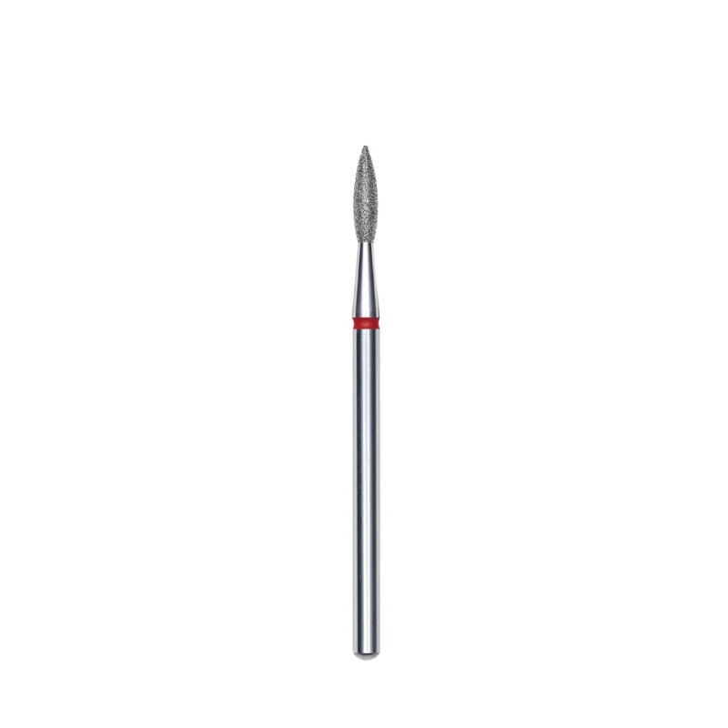 Fresa diamantada para piel "llama" afilada roja EXPERT diámetro 2,1 mm/ parte útil 8 mm (divisible por 10)