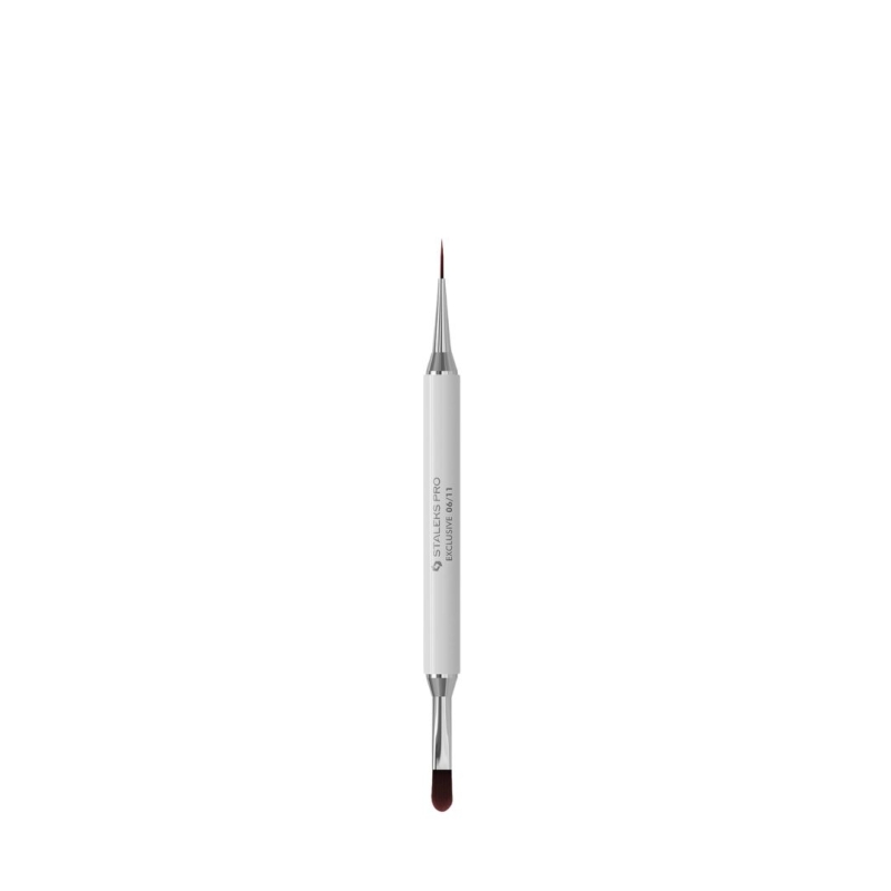 Pincel de doble punta Exclusive blanco para gel 11 mm / alargado 12 mm